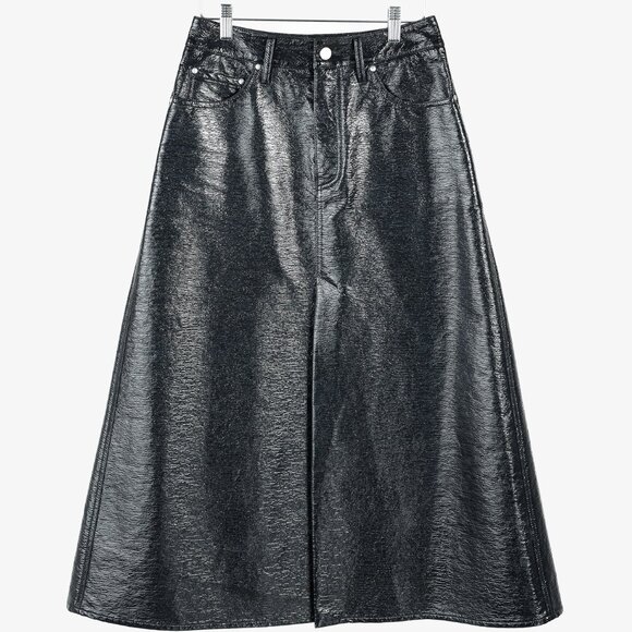 Beaufille Latona Black Patent Faux-Leather Skirt - Picture 2 of 12